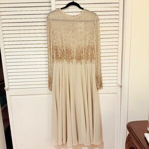 NEW Adrianna Papell Beaded Gown – Champagne Nude, Hand-Embellished Elegance